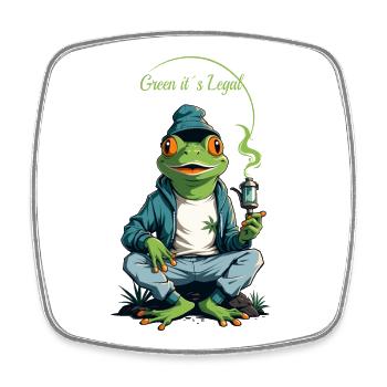 Frosch mit Pfeife - Viereckiger Kühlschrankmagnet - Weiß - Vorne