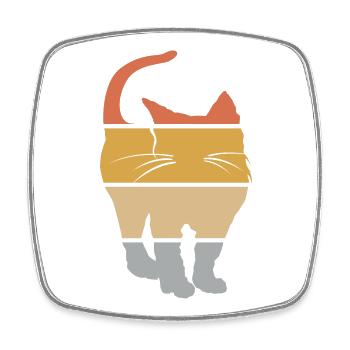 retro cat vintage tomcat cat lover icon icon - Square fridge magnet - white - Front