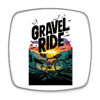 Gravel Ride coucher de soleil illustration - Magnet carré - blanc - Devant