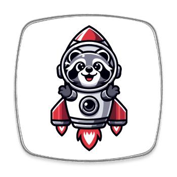 Rocket Raccoon: Der kosmische Sammler - Viereckiger Kühlschrankmagnet - Weiß - Vorne