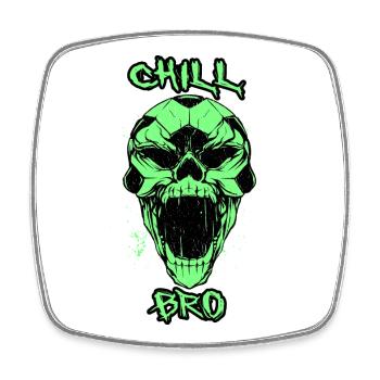 Totenkopf Chill Bro - Viereckiger Kühlschrankmagnet - Weiß - Vorne