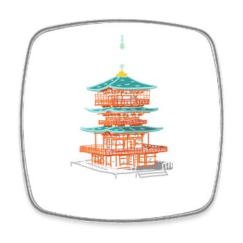 Japan, Seiganti-ji Pagode, Welterbe Zeichnung - Viereckiger Kühlschrankmagnet - Weiß - Vorne