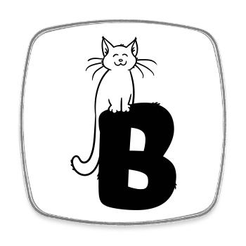 Katze Buchstabe B - Viereckiger Kühlschrankmagnet - Weiß - Vorne