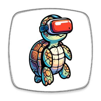 Virtuelle Hülle: Die VR-Schildkröte - Viereckiger Kühlschrankmagnet - Weiß - Vorne