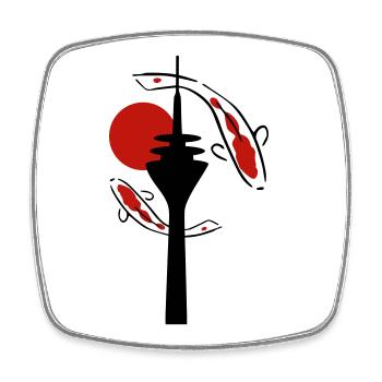 Le Japon se rend à Düsseldorf - Magnet carré - blanc - Devant