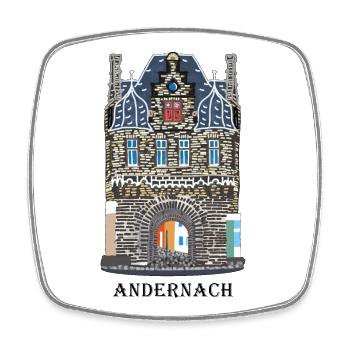 Andernach, kultiges Rheintor, Deutschland - Viereckiger Kühlschrankmagnet - Weiß - Vorne