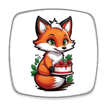 Foxy Cake Delight - Square fridge magnet - white - Front