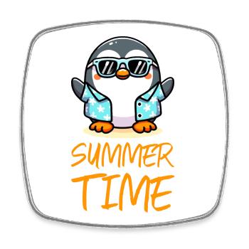 Pinguin Sommerzeit - Viereckiger Kühlschrankmagnet - Weiß - Vorne