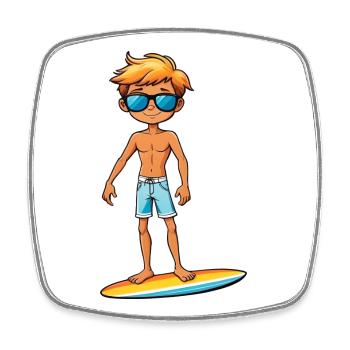 Cool Young Surfer Dude Boy - Square fridge magnet - white - Front