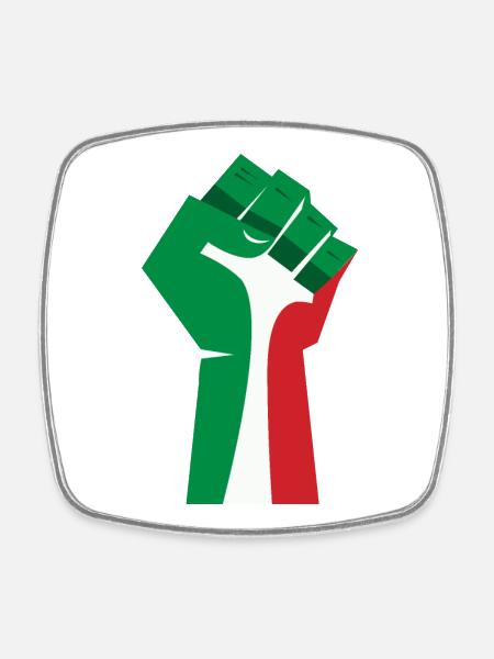 The Raised Fist (Green, White, Red) - Square fridge magnet - white