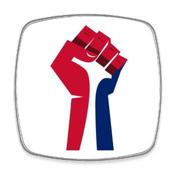The Raised Fist (Red, White, Blue) - Square fridge magnet - white - Front