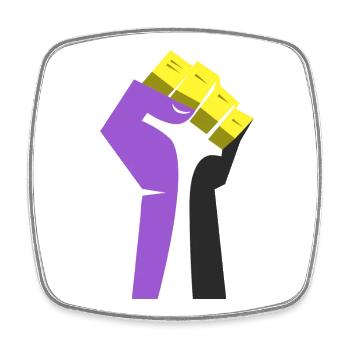 The Raised Fist (Purple, Yellow, Black, White) - Square fridge magnet - white - Front