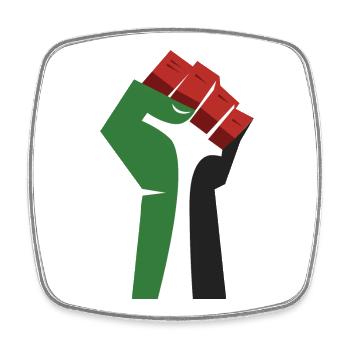 The Raised Fist (Green, White, Black, Red) - Square fridge magnet - white - Front
