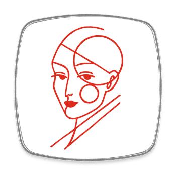Red Geometric Human - Square fridge magnet - white - Front