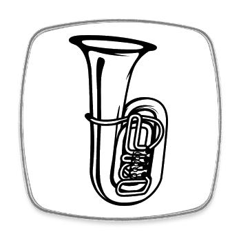 Tuba Drawing - Square fridge magnet - white - Front