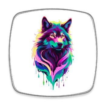 Colorful Wolf Graffiti Wolf Head - Square fridge magnet - white - Front