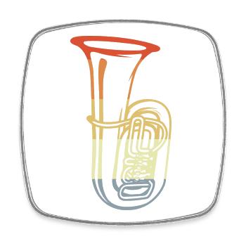 Vintage Tuba Drawing - Square fridge magnet - white - Front