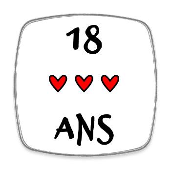 18. 18 YEARS OLD. 18th ANNIVERSARY. 18 BIRTHDAY. - Square fridge magnet - white - Front