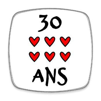30. 30 YEARS. 30th ANNIVERSARY. 30 YEARS ANNIVERSARY. - Square fridge magnet - white - Front