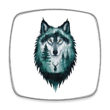 Silhouette de loup cerf Woodland cadeau - Magnet carré - blanc - Devant
