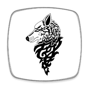 Black Wolf Forest Genius - Square fridge magnet - white - Front