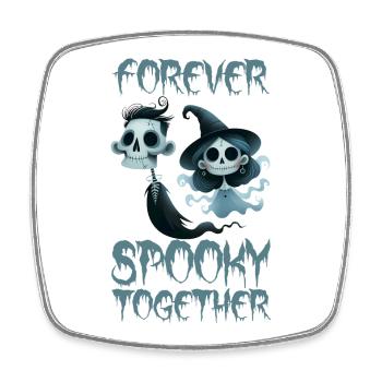 FOREVER SPOOKY TOGETHER, HALLOWEEN SCARY GHOSTS - Magnet carré - blanc - Devant