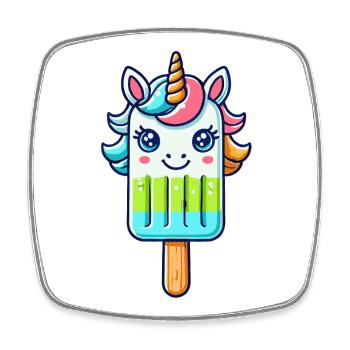 Ein Eis am Stil in Form eines bunten Einhorns - Viereckiger Kühlschrankmagnet - Weiß - Vorne
