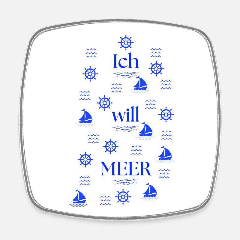 I WANT THE SEA - Square fridge magnet - white