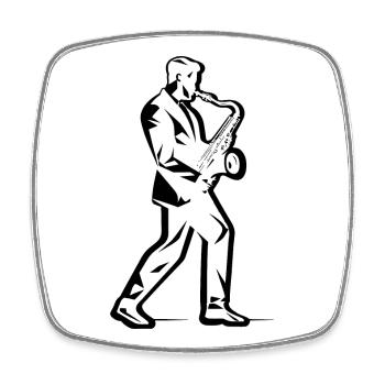 Saxophonist Drawing - Square fridge magnet - white - Front