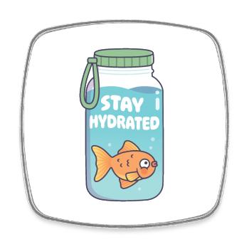 Cute Goldfish In Water Bottle Stay Hydrated Funny - Square fridge magnet - white - Front