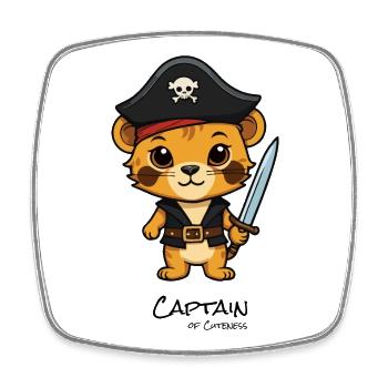 Chaton pirate avec un sabre - Magnet carré - blanc - Devant