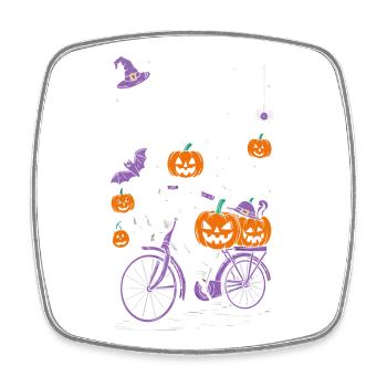 Gruseliges Halloween-Fahrradthema - Viereckiger Kühlschrankmagnet - Weiß - Vorne