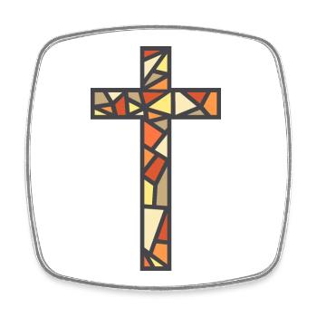 Stained Glass Cross - Square fridge magnet - white - Front
