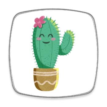 Cute Cactus with Flower - Square fridge magnet - white - Front