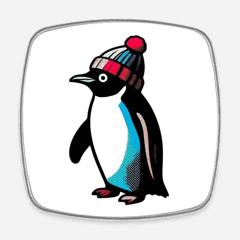 Pinguin - Viereckiger Kühlschrankmagnet - Weiß