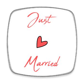 GERADE VERHEIRATET. Junggesellinnenabschied. VALENTINSTAG. PAAR - Viereckiger Kühlschrankmagnet - Weiß - Vorne