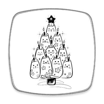 Fun Tannenbaum aus Katzen mit Kerzen und Kugeln - Viereckiger Kühlschrankmagnet - Weiß - Vorne