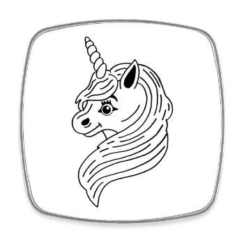 Black manga unicorn - Square fridge magnet - white - Front