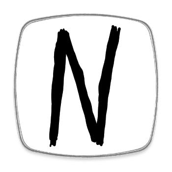 Buchstaben N - Viereckiger Kühlschrankmagnet - Weiß - Vorne