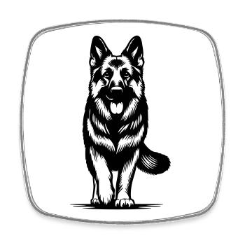 Deutscher Schäferhund - Viereckiger Kühlschrankmagnet - Weiß - Vorne