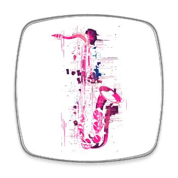 Graphisme pour saxophone - Magnet carré - blanc - Devant