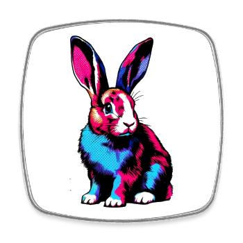 Rabbit - Square fridge magnet - white - Front