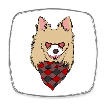 Chihuahua Dog Long Hair Beige Fur Sunglasses - Square fridge magnet - white - Front