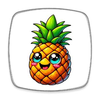 Pineapple - Square fridge magnet - white - Front