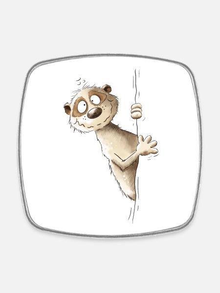 Droll Meerkat I Wild Animals - Square fridge magnet - white