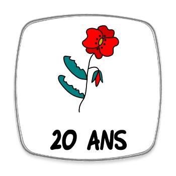 20. 20e ANNIVERSAIRE. ANNIVERSAIRE 20 ANS. 20 ANS. - Magnet carré - blanc - Devant