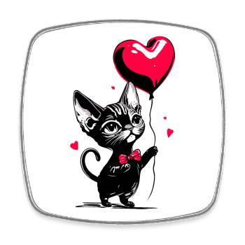 Ballon Chat Sphynx Coeur - Heartful Creatures - Magnet carré - blanc - Devant