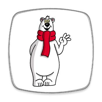 Ours polaire mignon - Magnet carré - blanc - Devant