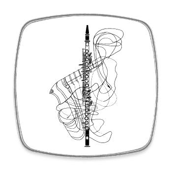Flute Sketch - Square fridge magnet - white - Front