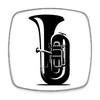 Dessin de tuba - Magnet carré - blanc - Devant